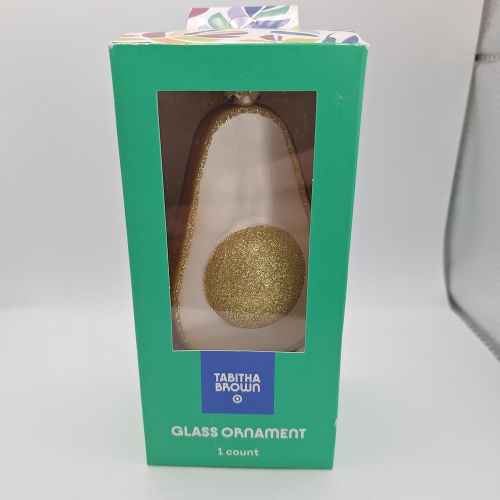 New Tabitha Brown Target Exclusive Golden Glass Avocado Ornament Christmas Tree